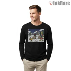 Snoopy Woodstock And Grinch Whoville Christmas Shirt on black long sleeve shirt for men graphic tee