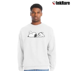 Men’s Snoopy Woodstock Cartoon Comics Crewneck Sweatshirt in white | Cozy Fabric, Clean Style