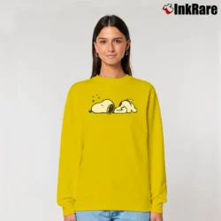 Women’s Snoopy Woodstock Cartoon Comics Relaxed Sweatshirt in yellow | Soft, Laid-Back Vibe