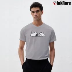 Men’s Snoopy Woodstock Cartoon Comics V-Neck Tee in sport grey | Sharp, Breathable, Everyday Staple