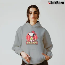 Women’s Snoopy Woodstock Fire Dog Badge Cozy Hoodie in sport grey | Warm, Structured, Stylish