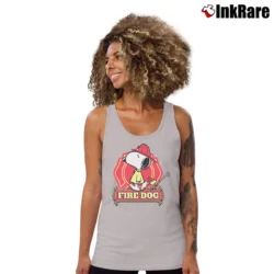 Women’s Snoopy Woodstock Fire Dog Badge Tank Top in sport grey | Lightweight, Movement-Friendly