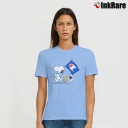 Women’s Snoopy Woodstock Flag Champion Signature T-Shirt in light blue | Soft, Flattering Fit