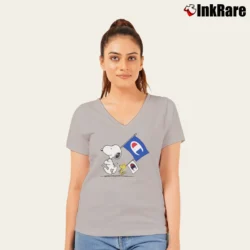 Women’s Snoopy Woodstock Flag Champion V-Neck Tee in sport grey | Chic Neckline, Soft Texture
