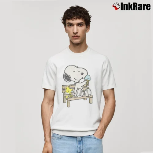 Snoopy Woodstock Ice Cream Men’s Classic Tee in white – Premium Comfort Men’s Snoopy Woodstock Ice Cream Classic T-Shirt in white | Soft, Breathable Everyday Wear
