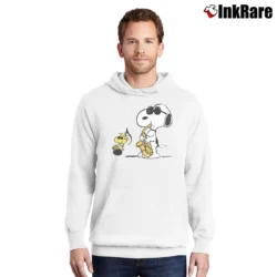 Men’s Snoopy Woodstock Jazz Peanuts Pullover Hoodie in white | Cozy, Durable, Modern Fit