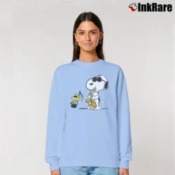 Women’s Snoopy Woodstock Jazz Peanuts Relaxed Sweatshirt in light blue | Soft, Laid-Back Vibe
