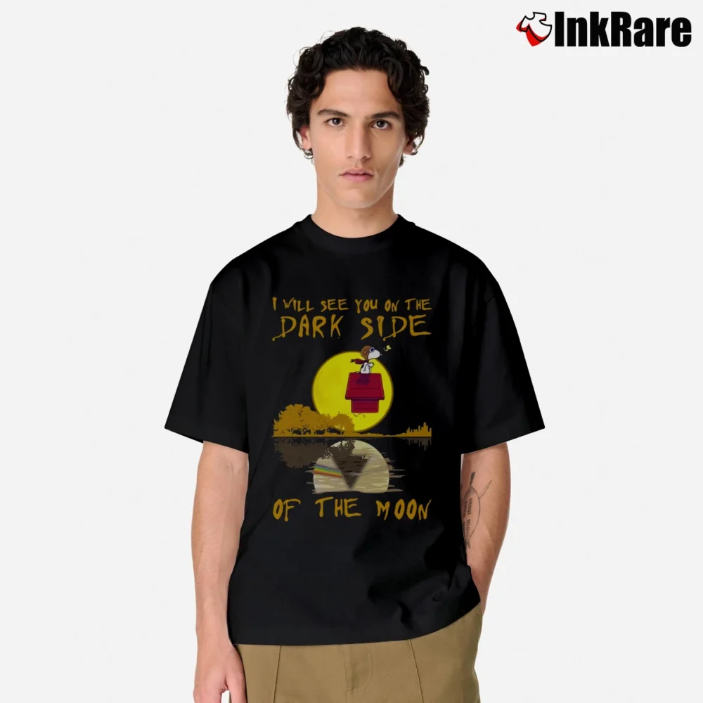 Men’s Snoopy Woodstock Pink Floyd Dark Side Of The Moon Classic T-Shirt in black | Soft, Breathable Everyday Wear