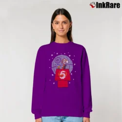 Women’s Snoopy Woodstock Star Wars Luke R2 - D2 Relaxed Sweatshirt in purple | Soft, Laid-Back Vibe