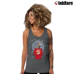 Women’s Snoopy Woodstock Star Wars Luke R2 - D2 Tank Top in charcoal | Lightweight, Movement-Friendly
