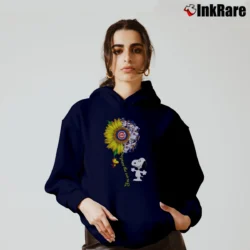 Women’s Snoopy Woodstock You Are My Sunshine Chicago Cubs Sunflower Joy Cozy Hoodie in navy | Warm, Structured, Stylish