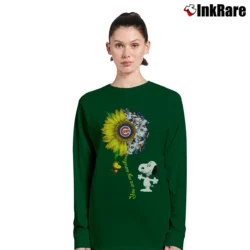 Women’s Snoopy Woodstock You Are My Sunshine Chicago Cubs Sunflower Joy Long-Sleeve Top in forest green | Sleek, Versatile, All-Season