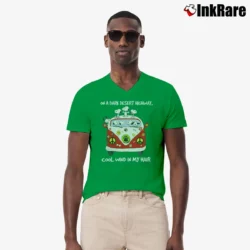 Men’s Snoopy Woodstocks On A Dark Desert Highway Cool Wind In My Hair V-Neck Tee in irish green | Sharp, Breathable, Everyday Staple