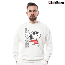 Men’s Snoopy World's Greatest Lover Peanuts Crewneck Sweatshirt in white | Cozy Fabric, Clean Style