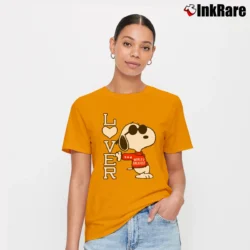 Women’s Snoopy World's Greatest Lover Peanuts Signature T-Shirt in orange | Soft, Flattering Fit
