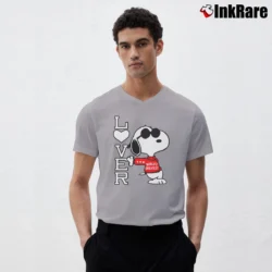 Men’s Snoopy World's Greatest Lover Peanuts V-Neck Tee in sport grey | Sharp, Breathable, Everyday Staple