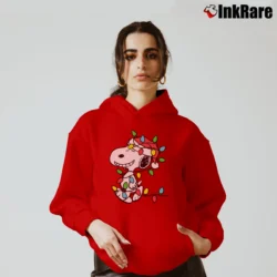 Women’s Snoopy Wrapped In Christmas Lights Classic Cozy Hoodie in red | Warm, Structured, Stylish