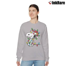 Women’s Snoopy Wrapped In Christmas Lights Classic Relaxed Sweatshirt in sport grey | Soft, Laid-Back Vibe