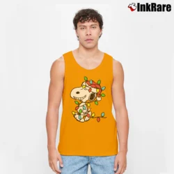 Men’s Snoopy Wrapped In Christmas Lights Classic Tank Top in orange | Breathable, Active-Friendly Design