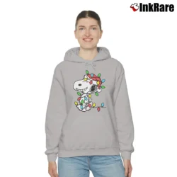 Women’s Snoopy Wrapped In Christmas Lights Peanuts Cozy Hoodie in sport grey | Warm, Structured, Stylish