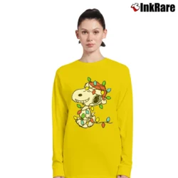 Women’s Snoopy Wrapped In Christmas Lights Peanuts Long-Sleeve Top in yellow | Sleek, Versatile, All-Season