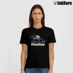 Women’s Snoopy X Woodstock Driving Car Penn State Nittany Lions T-Shirt in black | Soft, Flattering Fit