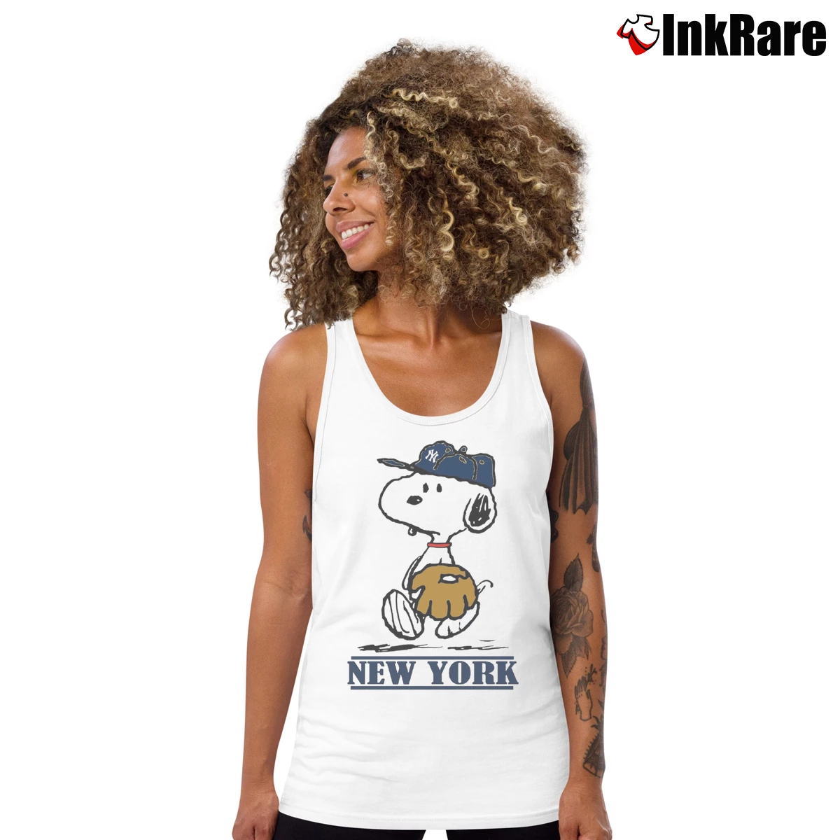 Snoopy Yankees Women’s Essential Tank in white – Summer Ready Women’s Snoopy Yankees Tank Top in white | Lightweight, Movement-Friendly