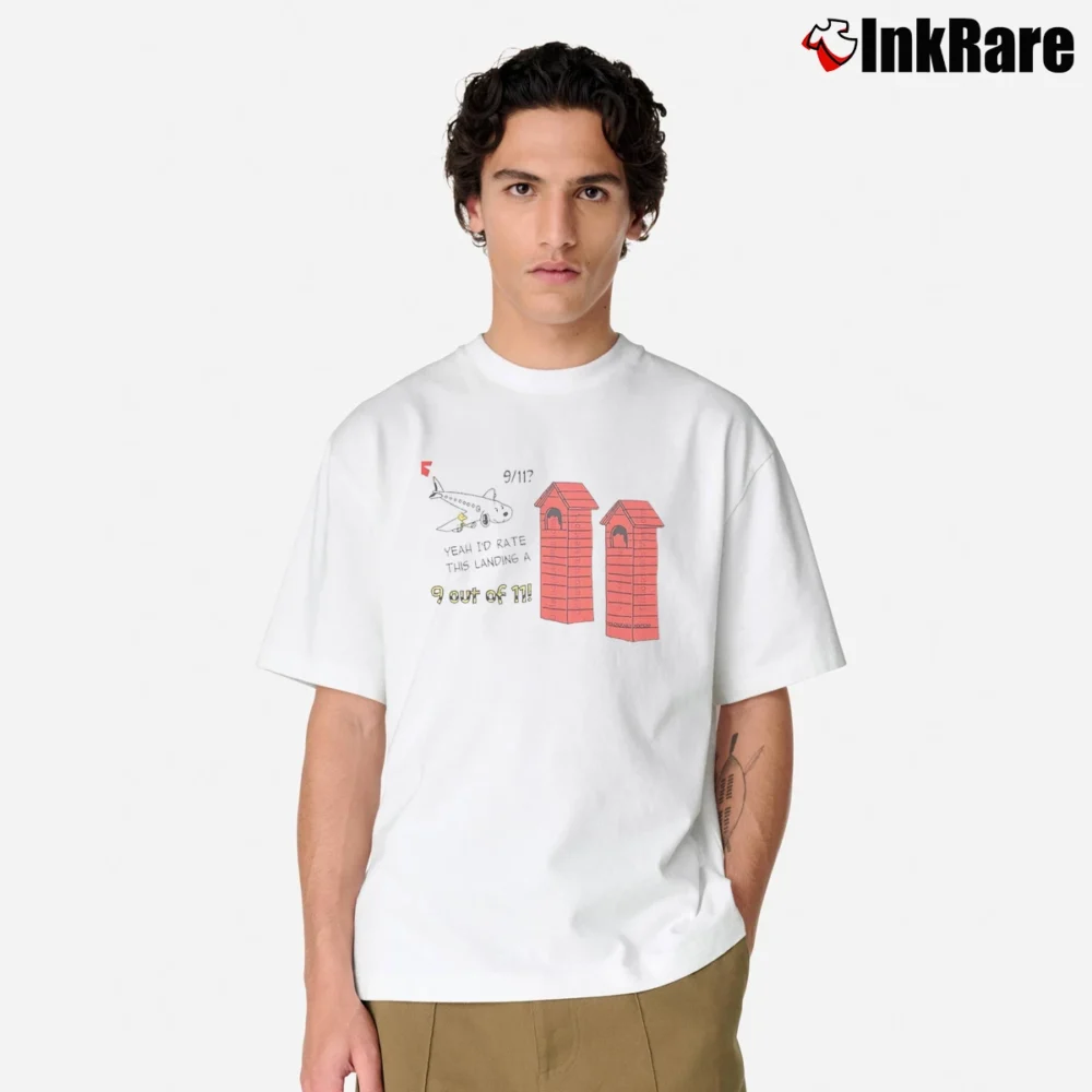 Men’s Snoopy Yeah I D Rate This Landing A 9 Out Of 11 Classic T-Shirt in white | Soft, Breathable Everyday Wear