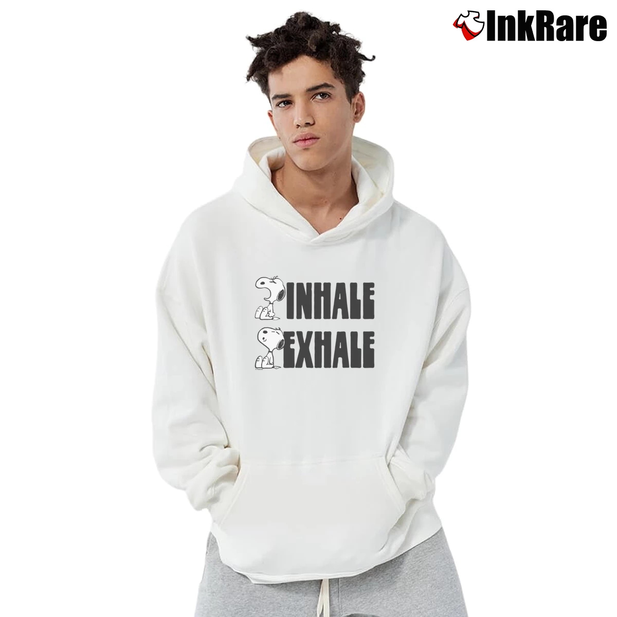 Snoopy Yoga Inhale Exhale Men’s Pullover Hoodie in white – Ultimate Warmth Men’s Snoopy Yoga Inhale Exhale Pullover Hoodie in white | Cozy, Durable, Modern Fit