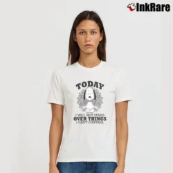 Women’s Snoopy Yoga Today I Will Not Stress T-Shirt in white | Soft, Flattering Fit