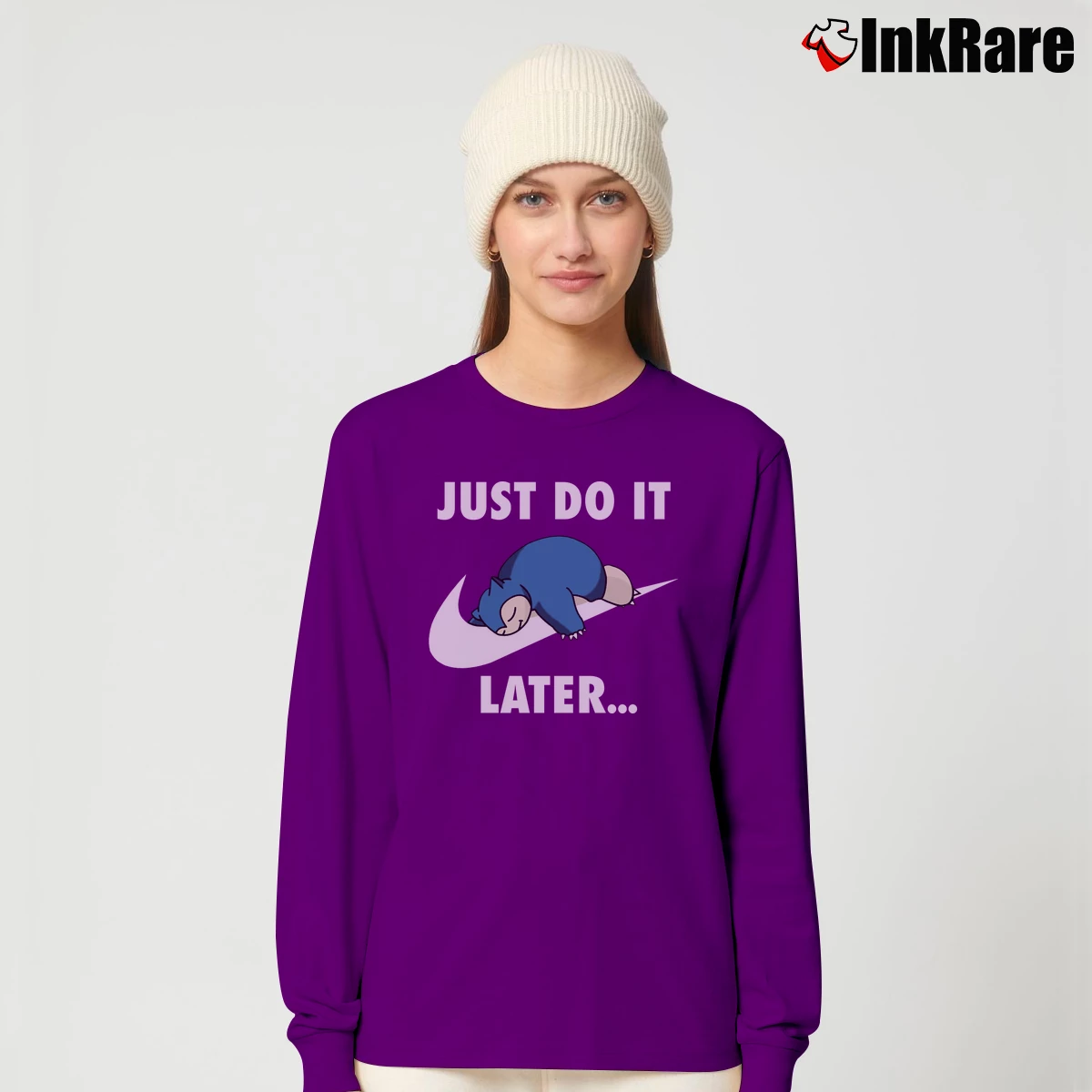 Snorlax Just Do It Pokemon Lazy Graphic Women’s Long-Sleeve Top in purple – Effortless Layer Women’s Snorlax Just Do It Pokemon Lazy Graphic Long-Sleeve Top in purple | Sleek, Versatile, All-Season
