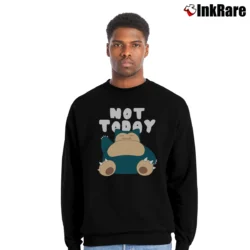 Men’s Snorlax Not Today Lazy Pokemon Crewneck Sweatshirt in black | Cozy Fabric, Clean Style