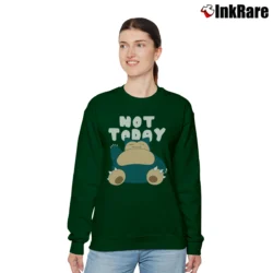Women’s Snorlax Not Today Lazy Pokemon Relaxed Sweatshirt in forest green | Soft, Laid-Back Vibe
