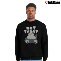 Men’s Snorlax Not Today Pokemon Relax Mode Crewneck Sweatshirt in black | Cozy Fabric, Clean Style