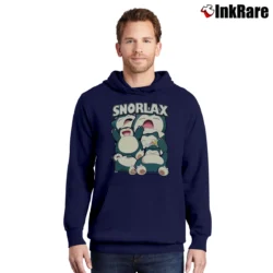 Men’s Snorlax Pokemon Retro Custom Graphic Pullover Hoodie in navy | Cozy, Durable, Modern Fit