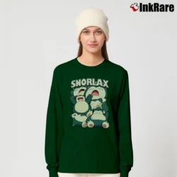 Women’s Snorlax Pokemon Retro Custom Graphic Long-Sleeve Top in forest green | Sleek, Versatile, All-Season