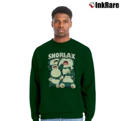 Men’s Snorlax Pokemon Retro Custom Graphic Crewneck Sweatshirt in forest green | Cozy Fabric, Clean Style