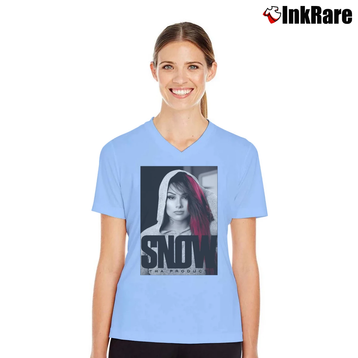 Women’s Snow Tha Product V-Neck Tee in light blue | Chic Neckline, Soft Texture