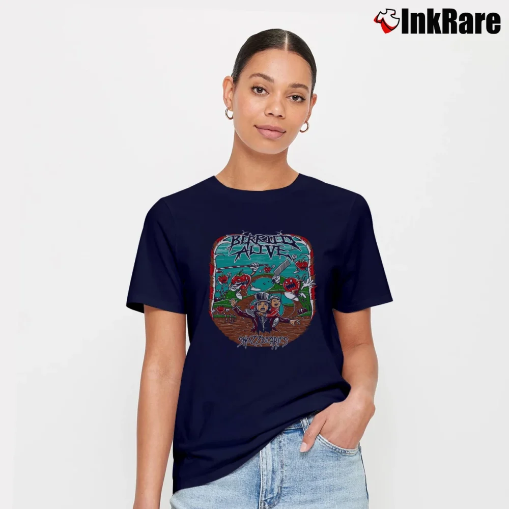 Women’s Snozzberries Berried Alive Funny Black Signature T-Shirt in navy | Soft, Flattering Fit