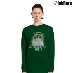 Women’s So This Is Heaven Cat Long-Sleeve Top in forest green | Sleek, Versatile, All-Season