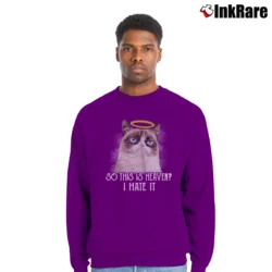 Men’s So This Is Heaven Cat Crewneck Sweatshirt in purple | Cozy Fabric, Clean Style