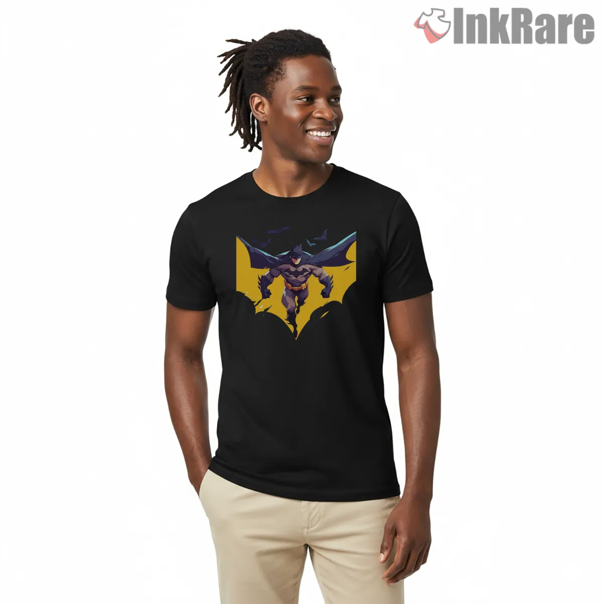 Soaring From The Emblem Batman Short Sleeve Black Soaring From The Emblem Batman Shirt on black short sleeve shirt for men graphic tee