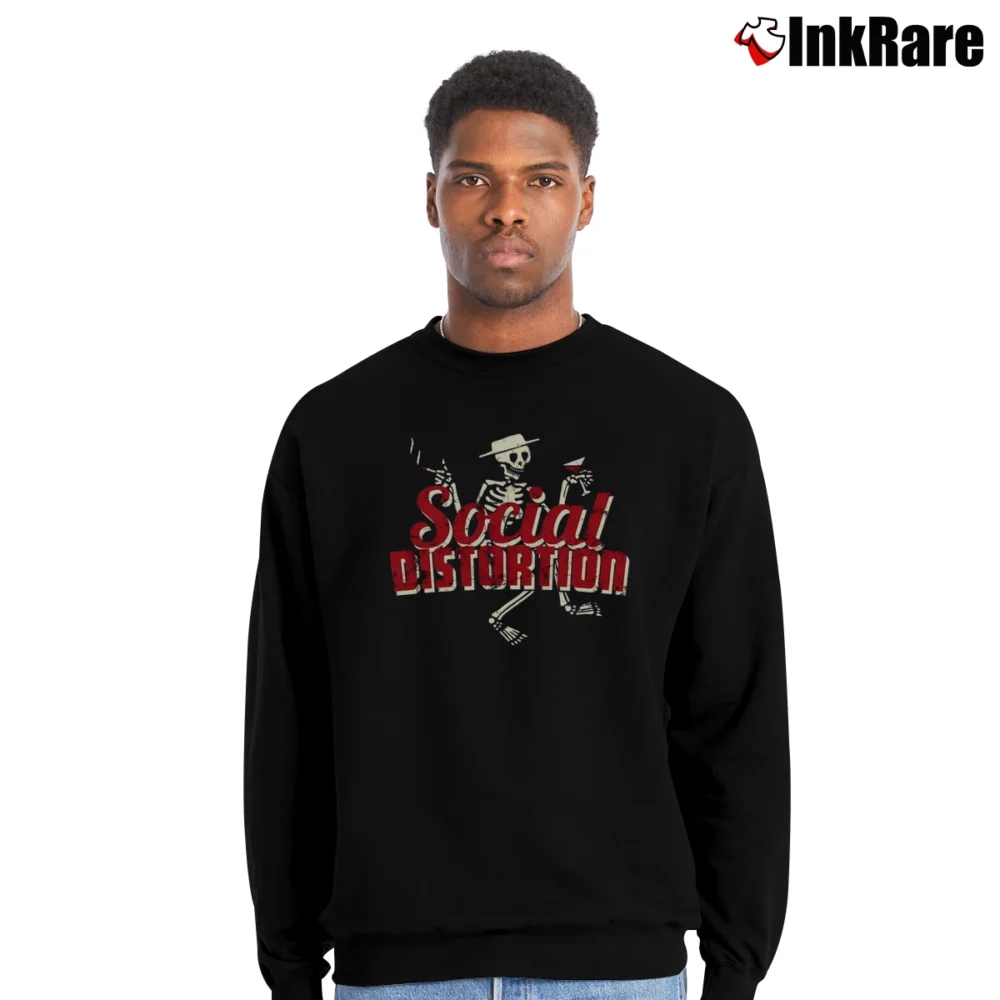 Men’s social distortion skelly skeleton punk rock merch Crewneck Sweatshirt in black | Cozy Fabric, Clean Style