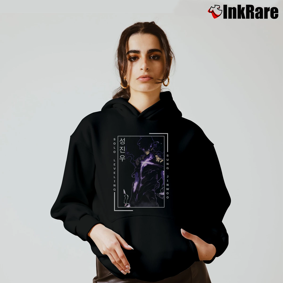 Women’s Solo Leveling Sung Jin Woo Cozy Hoodie in black | Warm, Structured, Stylish