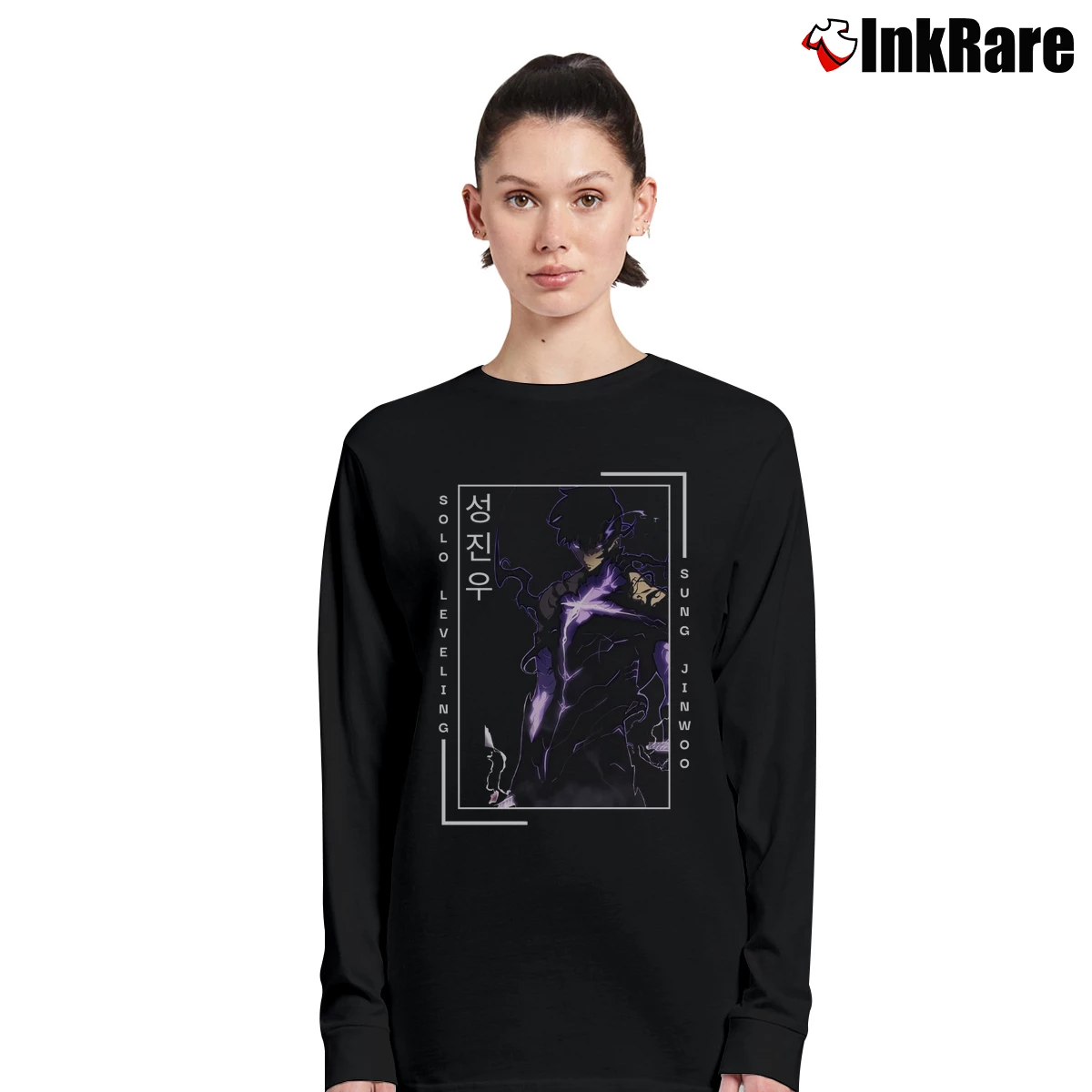 Women’s Solo Leveling Sung Jin Woo Long-Sleeve Top in black | Sleek, Versatile, All-Season