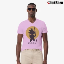Men’s Son Goku Classic Anime Dragon Ball V-Neck Tee in light pink | Sharp, Breathable, Everyday Staple