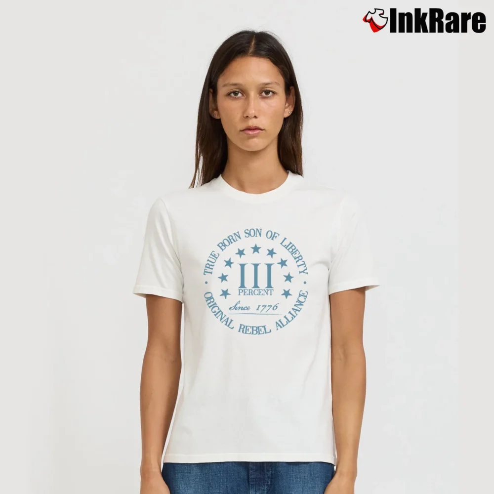 Women’s Son of Liberty Three Percenters Signature T-Shirt in white | Soft, Flattering Fit