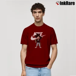 Men’s Songoku Funny Nike Logo Dragon Ball Classic T-Shirt in maroon | Soft, Breathable Everyday Wear