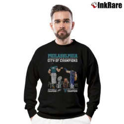 Men’s Songoku Philadelphia Eagles Vs Vegeta Villanova Wildcats City Of Champions Crossover Crewneck Sweatshirt in black | Cozy Fabric, Clean Style