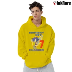 Men’s Sonic The Hedgehog Birthday Party Pullover Hoodie in yellow | Cozy, Durable, Modern Fit